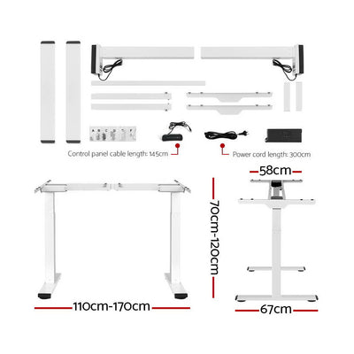 Artiss Standing Desk Electric Height Adjustable Sit Stand Desks White Oak